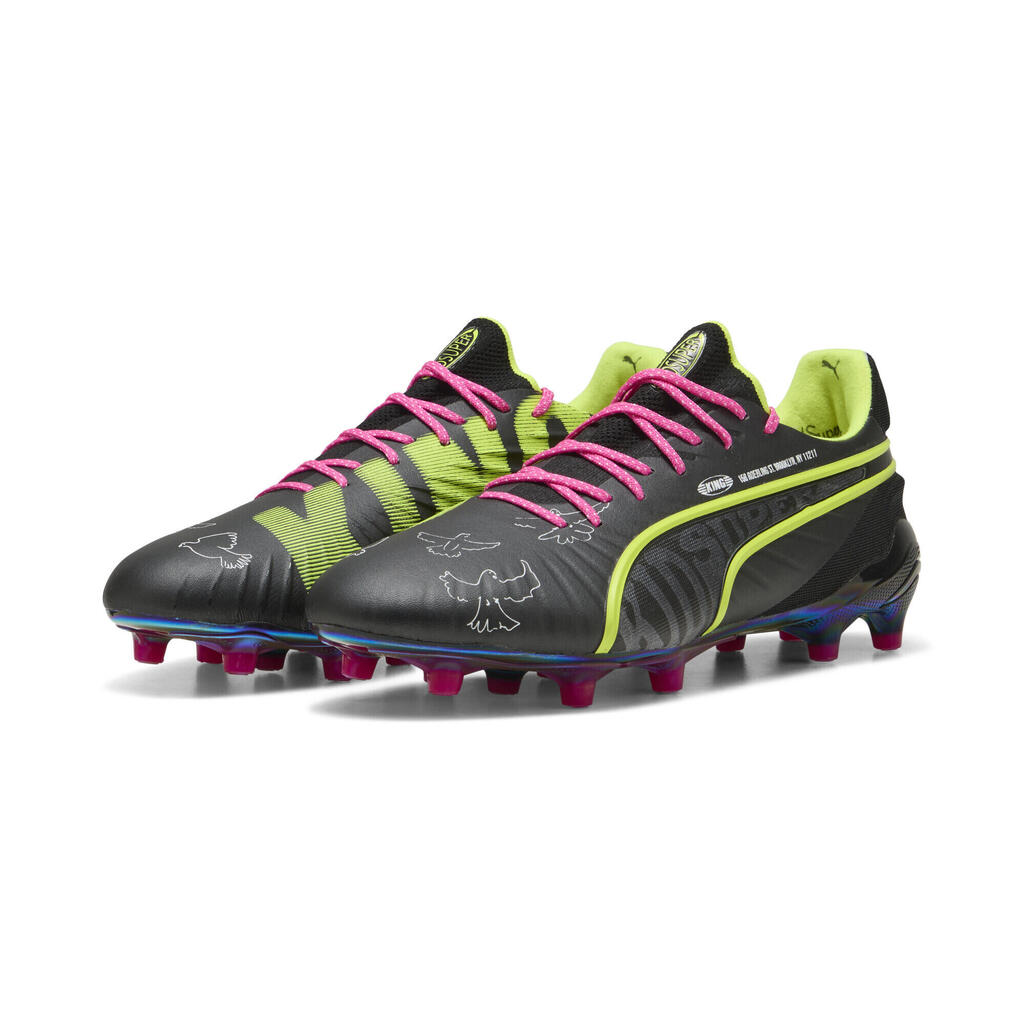 Mens King Ultimate Firm Ground Football Boots (Black/Lime/Pink)