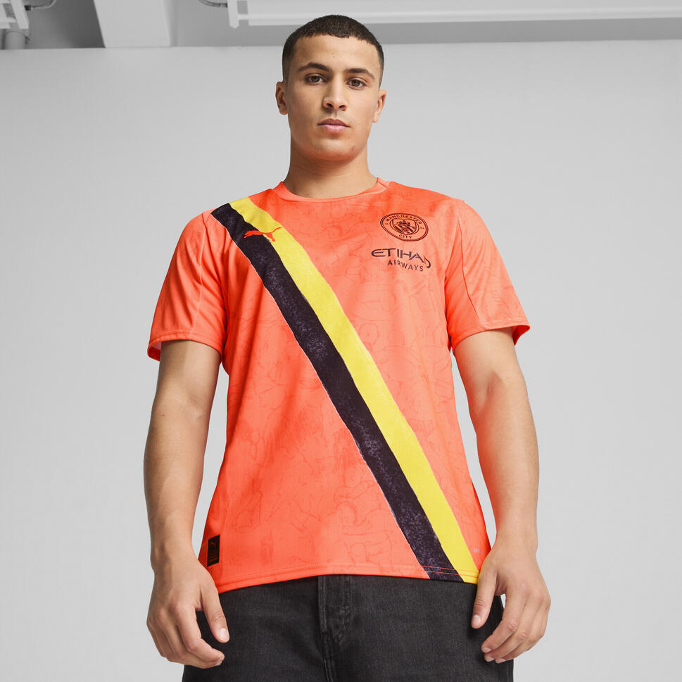 Męska koszulka KIDSUPER × MANCHESTER CITY PUMA Neon Sun Black Orange