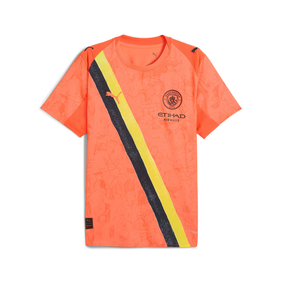 Męska autentyczna koszulka KIDSUPER × MANCHESTER CITY PUMA Neon Sun Black Orange