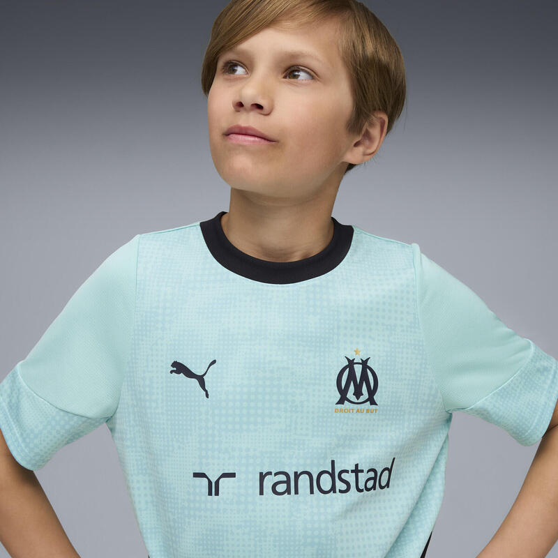 Tricou copii antrenament Olympique De Marseille, negru și albastru deschis PUMA