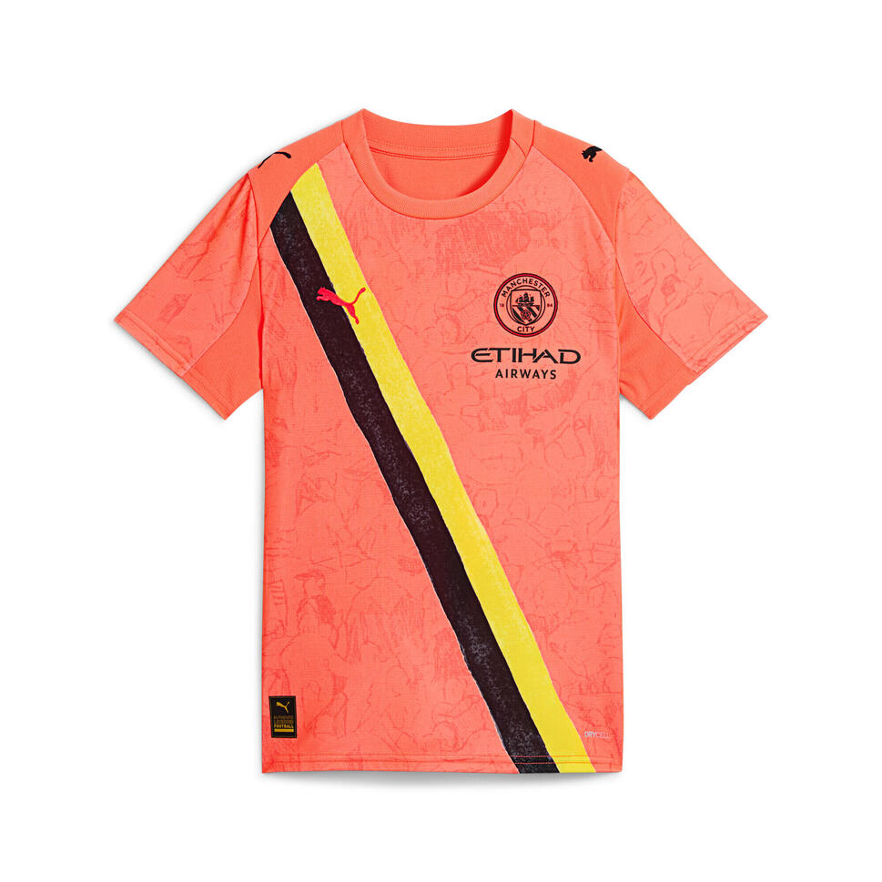 Młodzieżowa koszulka KIDSUPER × MANCHESTER CITY PUMA Neon Sun Black Orange