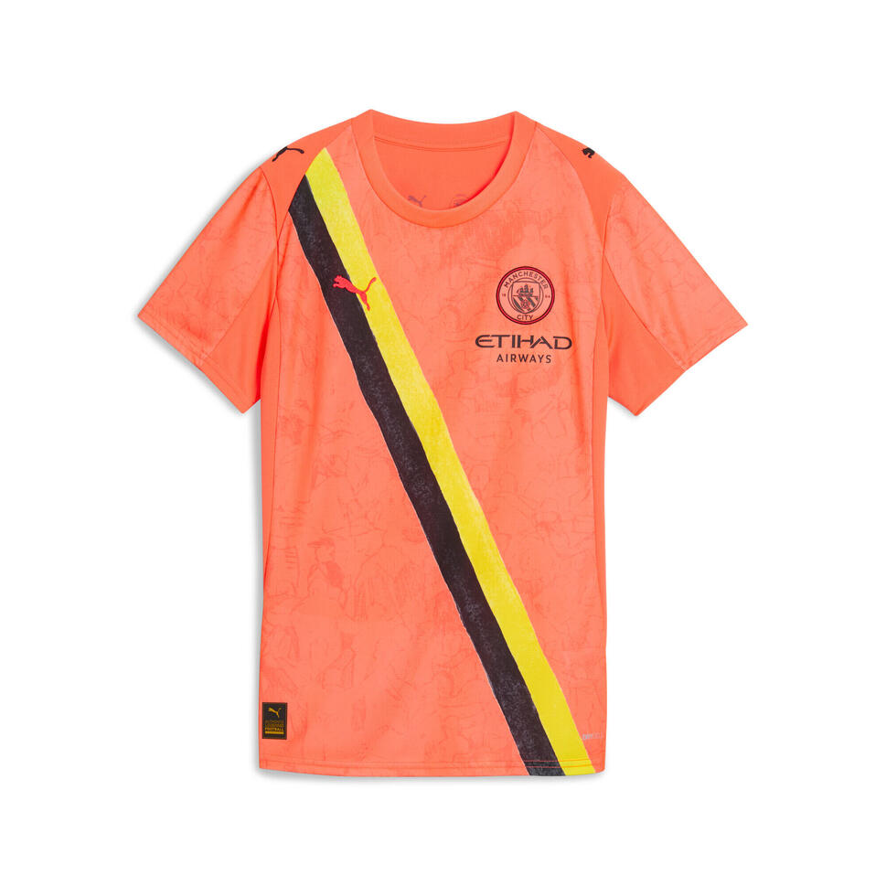 Damska koszulka KIDSUPER × MANCHESTER CITY PUMA Neon Sun Black Orange