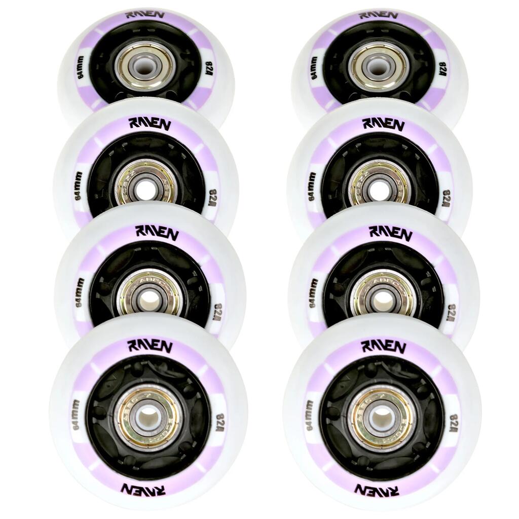 8x svietiace LED kolieska s ložiskami Raven Helixi 70mm PU