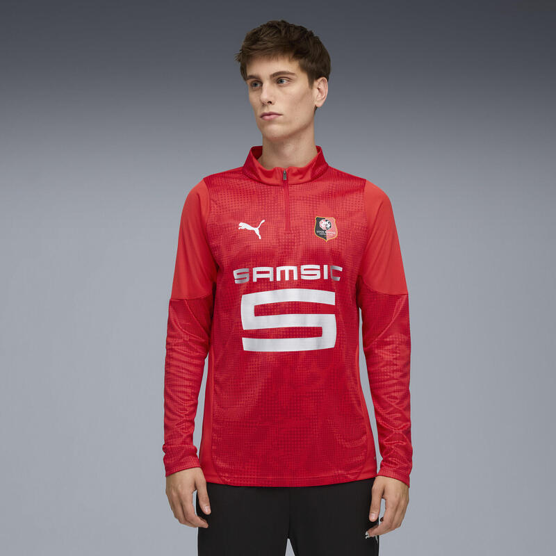 Męska bluza treningowa z zamkiem 1/4 Stade Rennais F.C. PUMA Red Silver Metallic