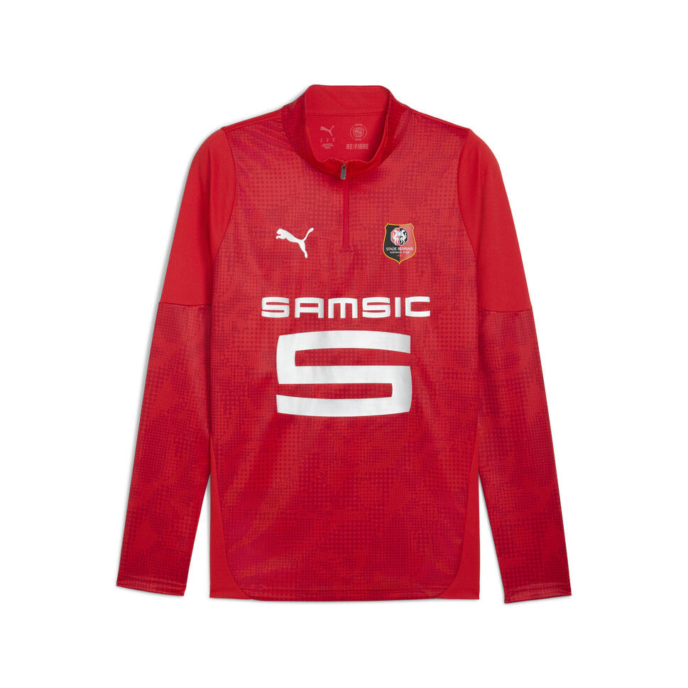 Męska bluza treningowa z zamkiem 1/4 Stade Rennais F.C. PUMA Red Silver Metallic