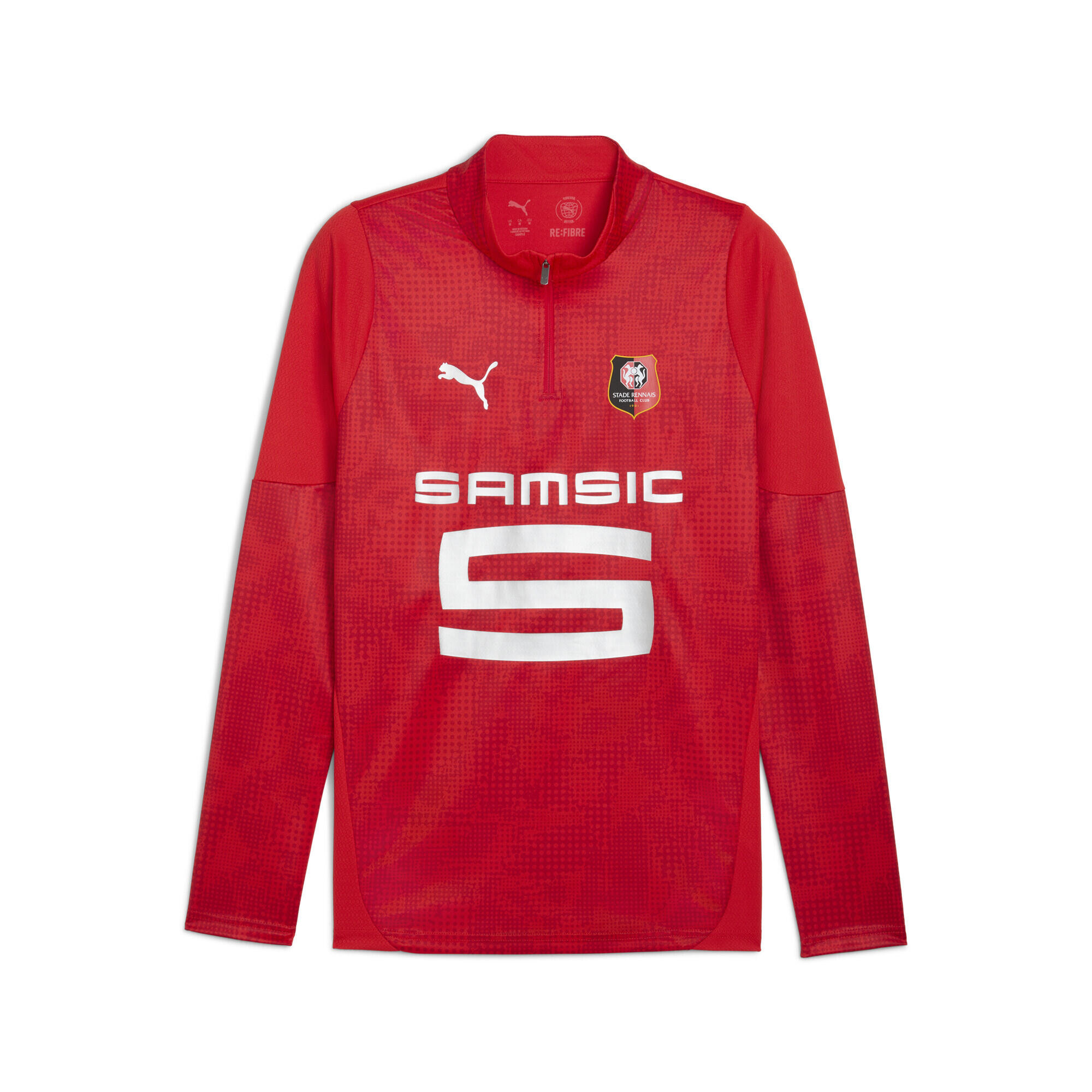 Puma - Haut D'Entraînement À Col Zippé Stade Rennais fc Homme Puma - T-shirt Manches Courtes - Gris|rouge - Decathlon