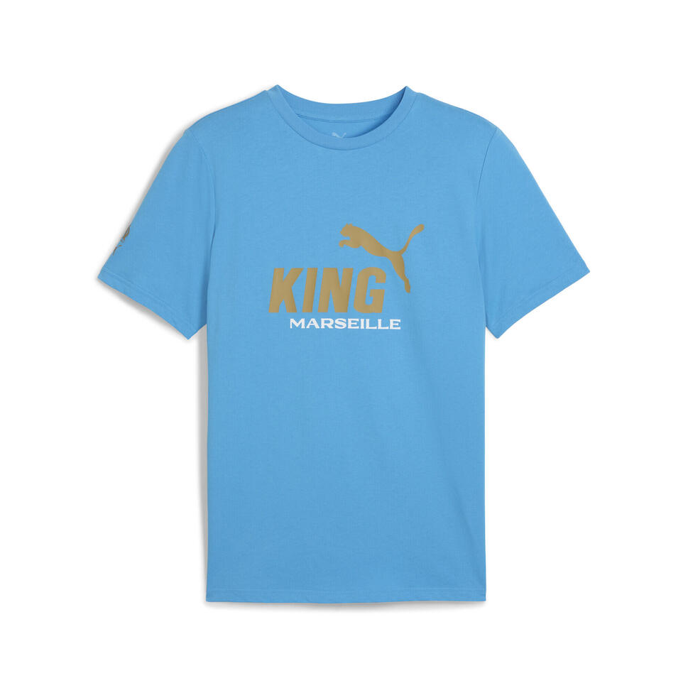 Męska koszulka Olympique Marsylia KING z logo PUMA Bleu Azur Gold Blue