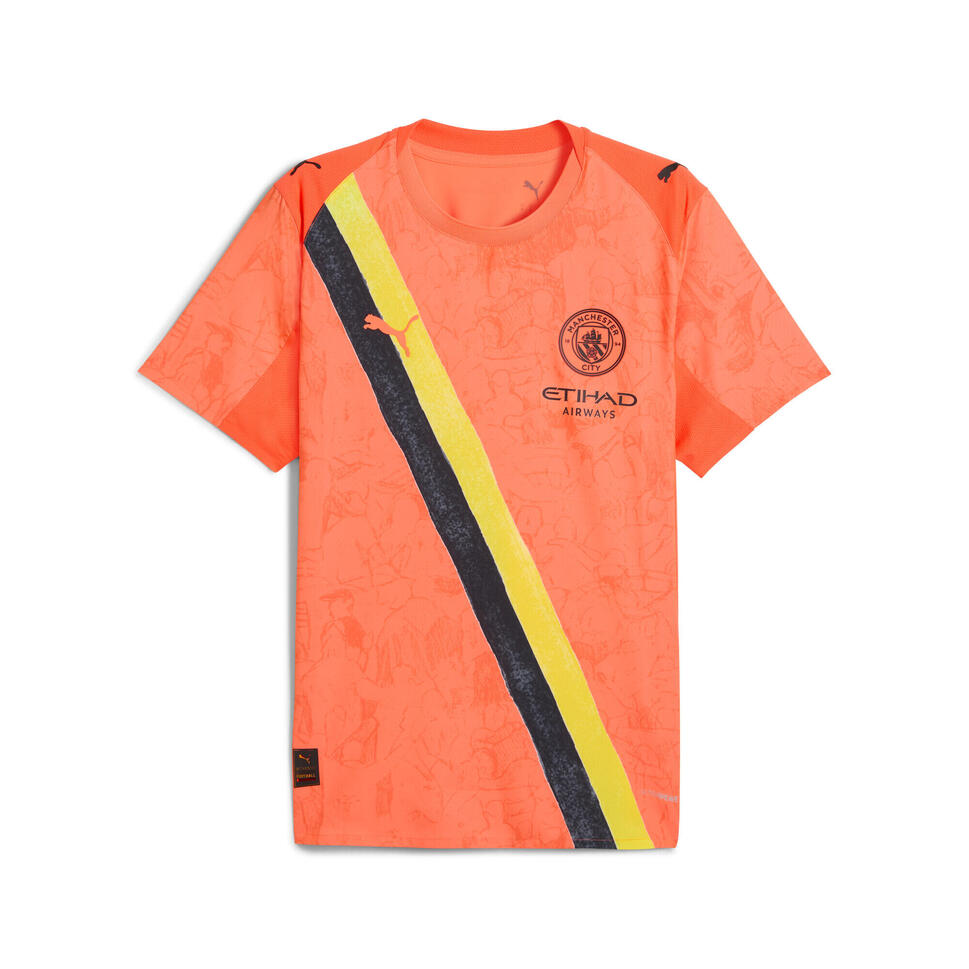 Męska autentyczna koszulka KIDSUPER × MANCHESTER CITY PUMA Neon Sun Black Orange