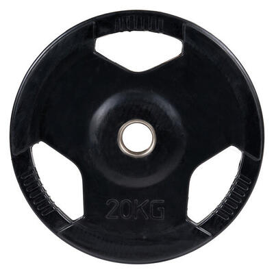 Hantelscheibe Wettkampf, gummiert, 50 mm 5 kg Gewichtheben Unisex Schwarz