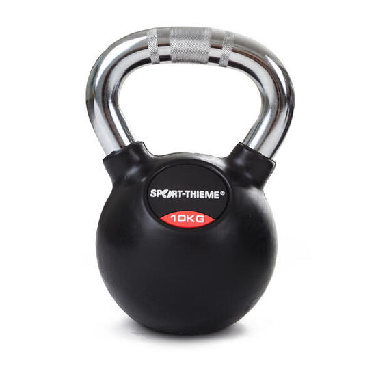 Kettlebell Gummiert mit gerändeltem Chrom-Griff 10 kg Gewichtheben Unisex