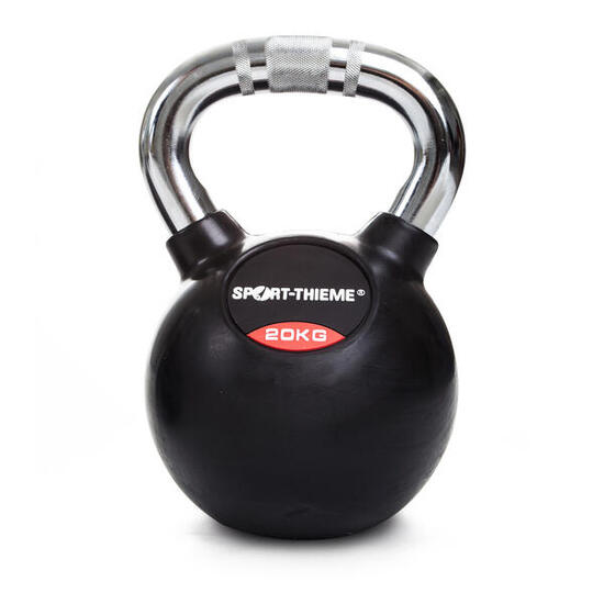 Kettlebell Gummiert mit gerändeltem Chrom-Griff 8 kg Gewichtheben Unisex