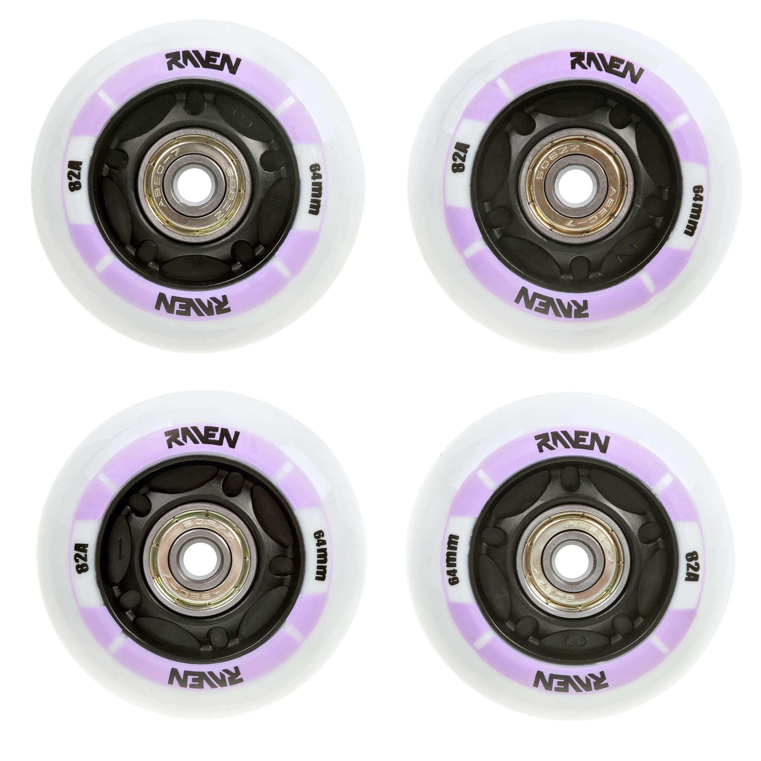 4x Świecące kółka LED + łożyska do rolek Raven Helixi 64mm 1/5