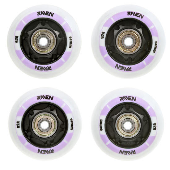 4x Świecące kółka LED + łożyska do rolek Raven Helixi 72mm