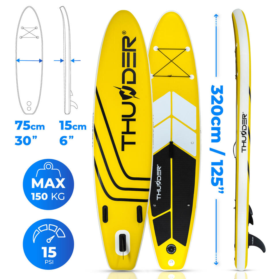 Deska SUP pompowana akcesoria THUNDER COAST-YELLOW 320cm