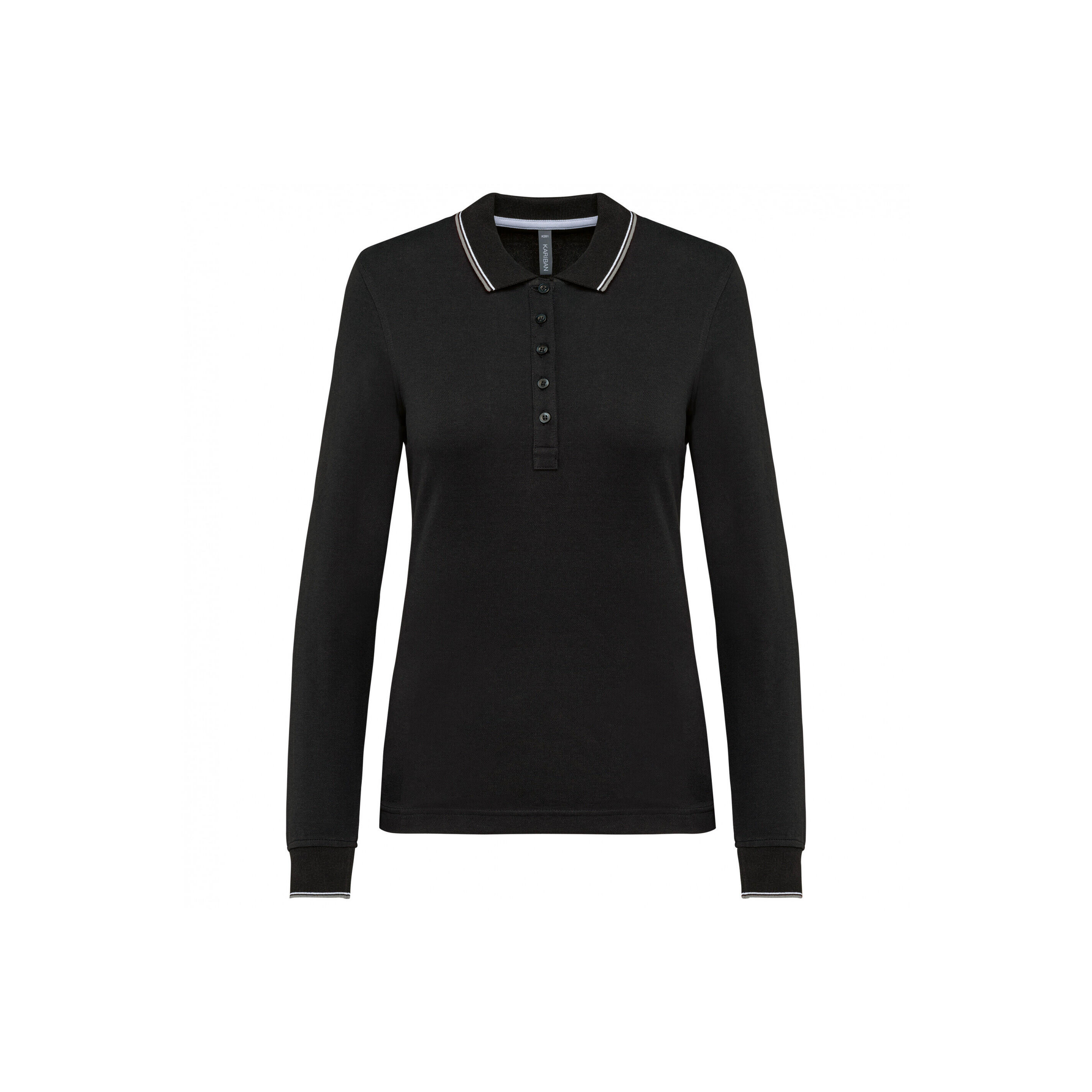 Kariban - Polo Maille Piquée Manches Longues Femme Kariban - Polo Manches Longues - Gris|noir - Decathlon