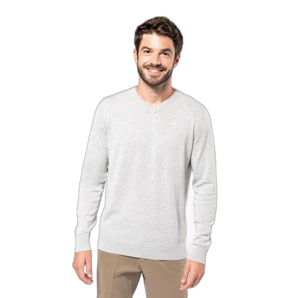 Ekologiczny sweter z dekoltem w szpic Kariban