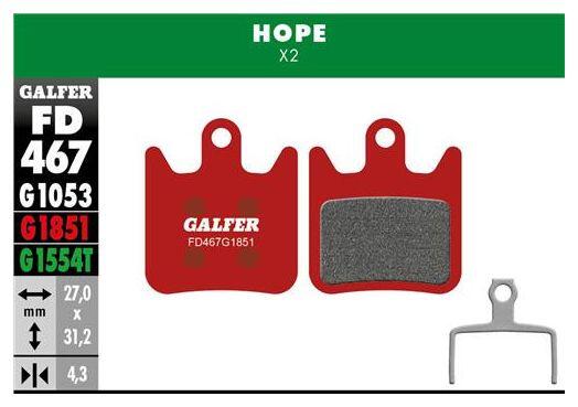 Paar Galfer Semi-Metallic Pads Hope X2 Advanced 2/2