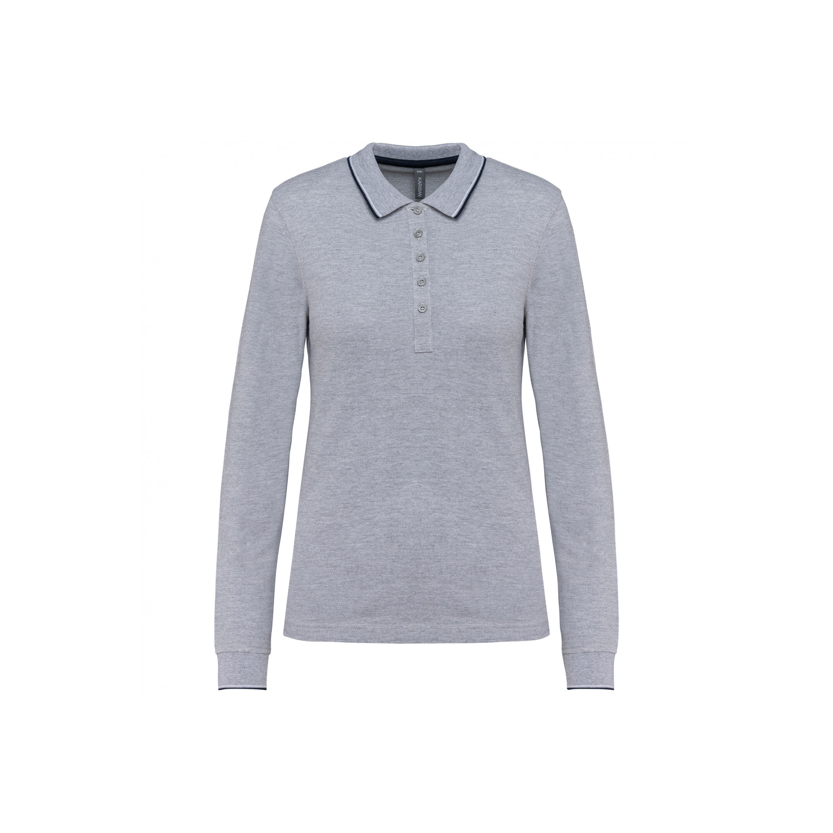 Kariban - Polo Maille Piquée Manches Longues Femme Kariban - Polo Manches Longues - Bleu|gris - Decathlon