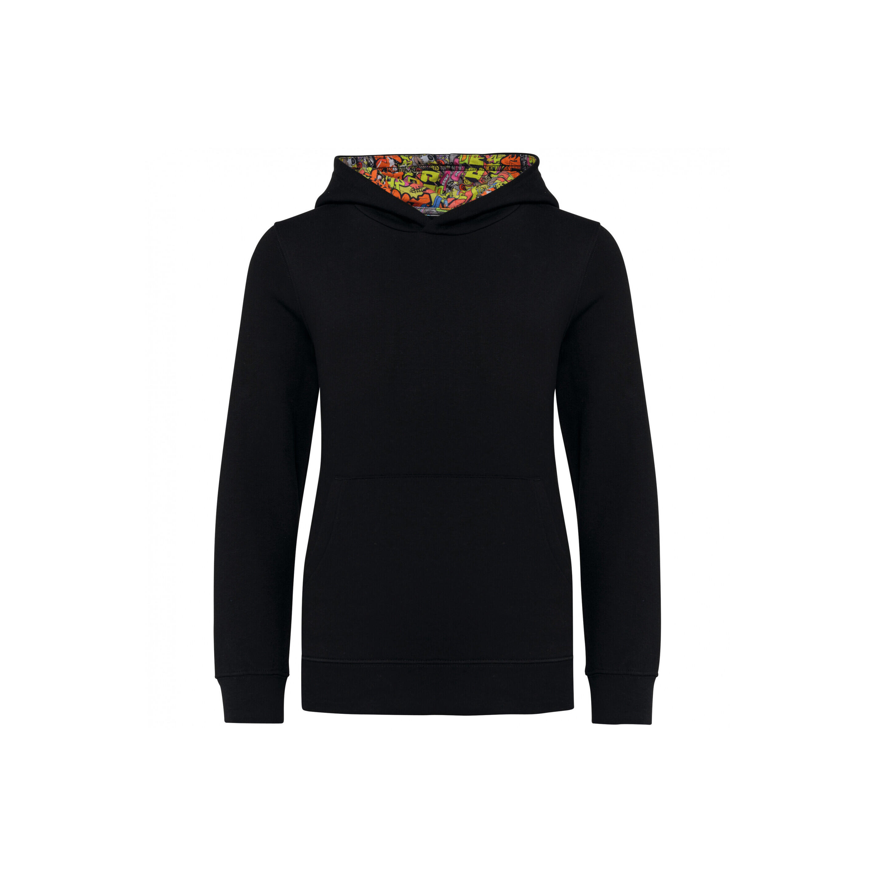 Kariban - Sweatshirt À Capuche Contrastée À Motifs Enfant Kariban - Sweat-shirt - Noir - 10 À 12 Ans - Decathlon