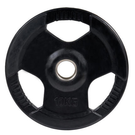 Hantelscheibe Wettkampf, gummiert, 50 mm 5 kg Gewichtheben Unisex Schwarz