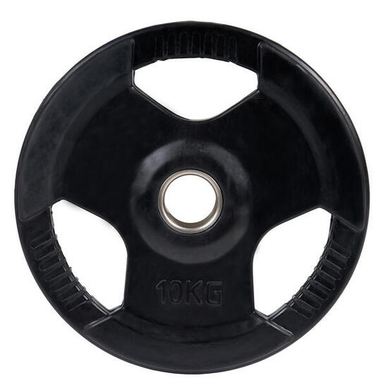 Hantelscheibe Wettkampf, gummiert, 50 mm 5 kg Gewichtheben Unisex Schwarz