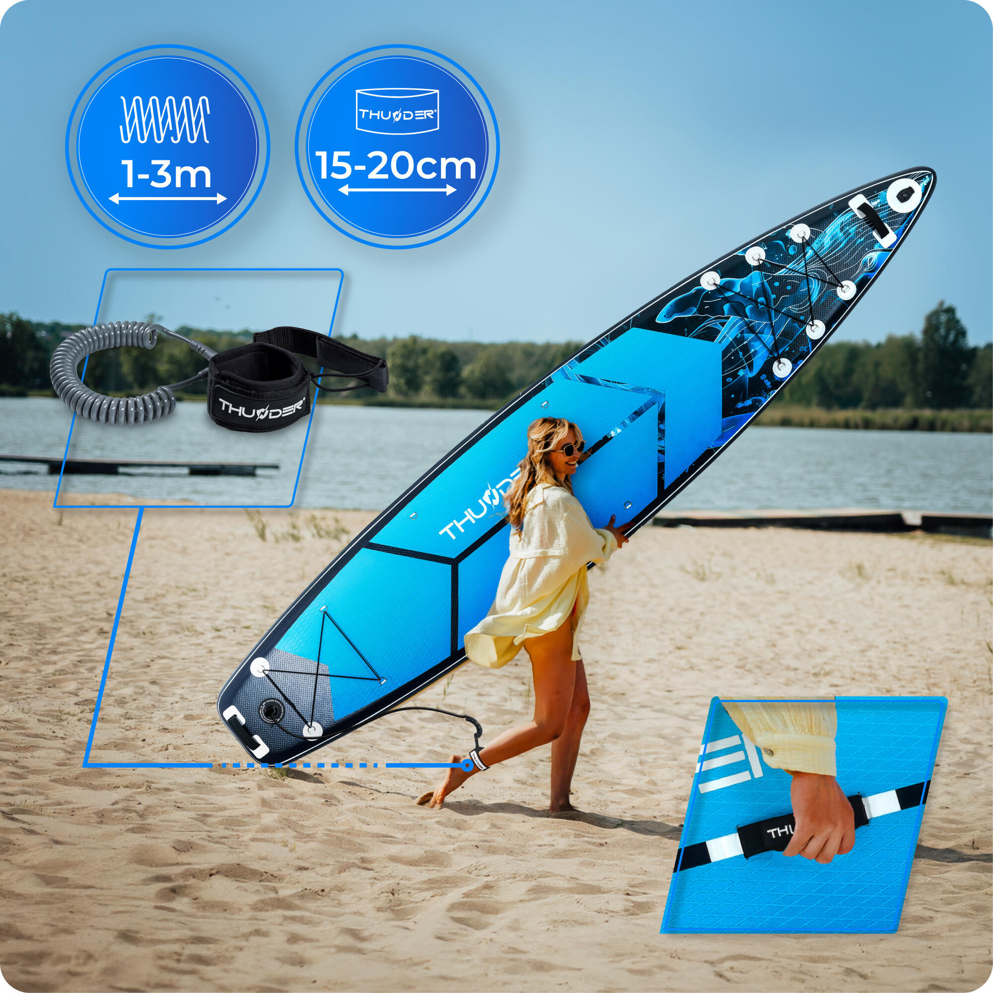 Opblaasbaar SUP-board met accessoires THUNDER BLUET 365cm 4/8