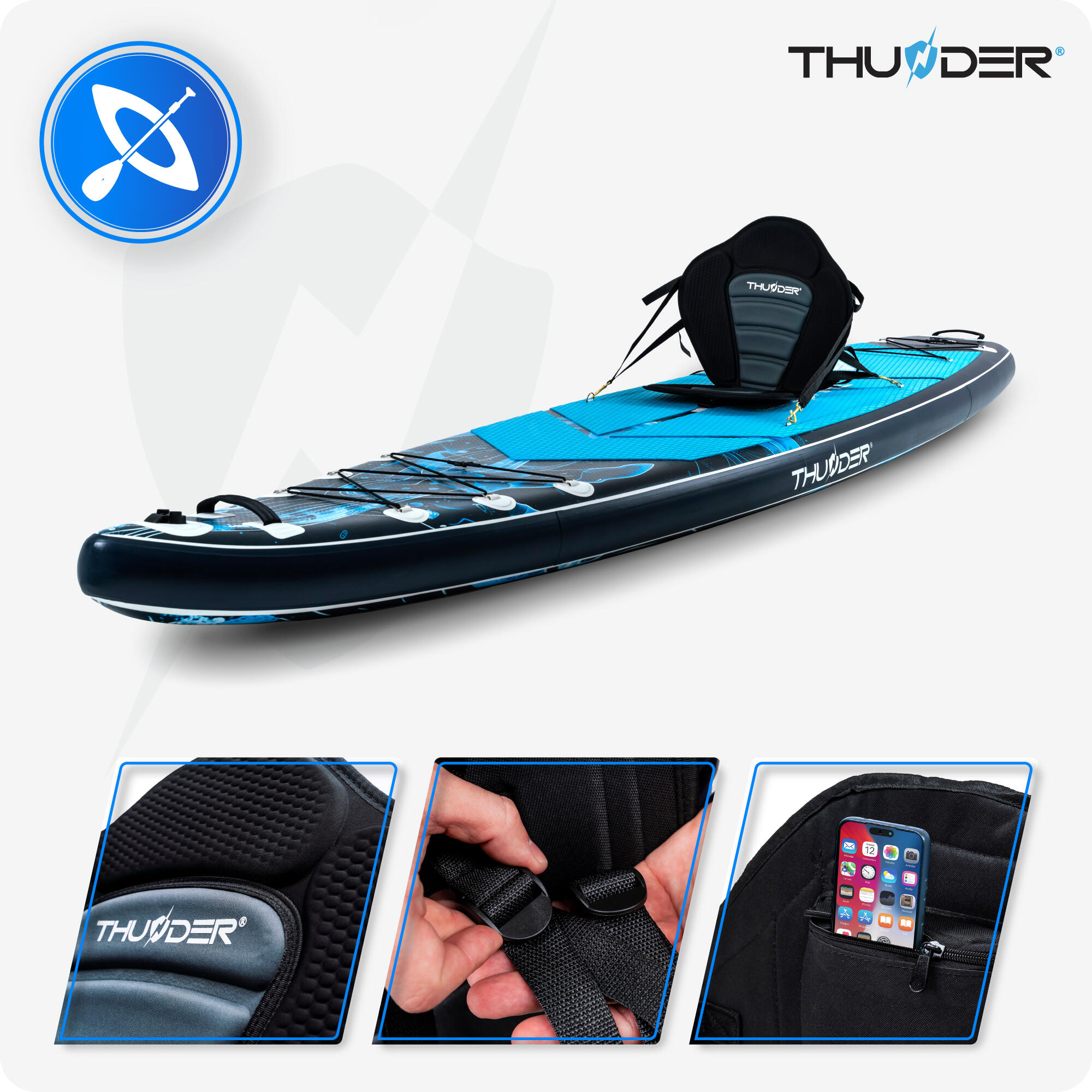 Opblaasbaar SUP-board met accessoires THUNDER BLUET 365cm 3/8