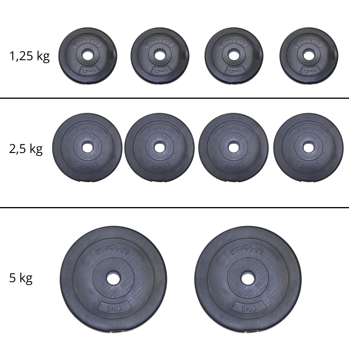 Halterset 35 kg - 150 cm - 30 mm - Kunststof 2/5