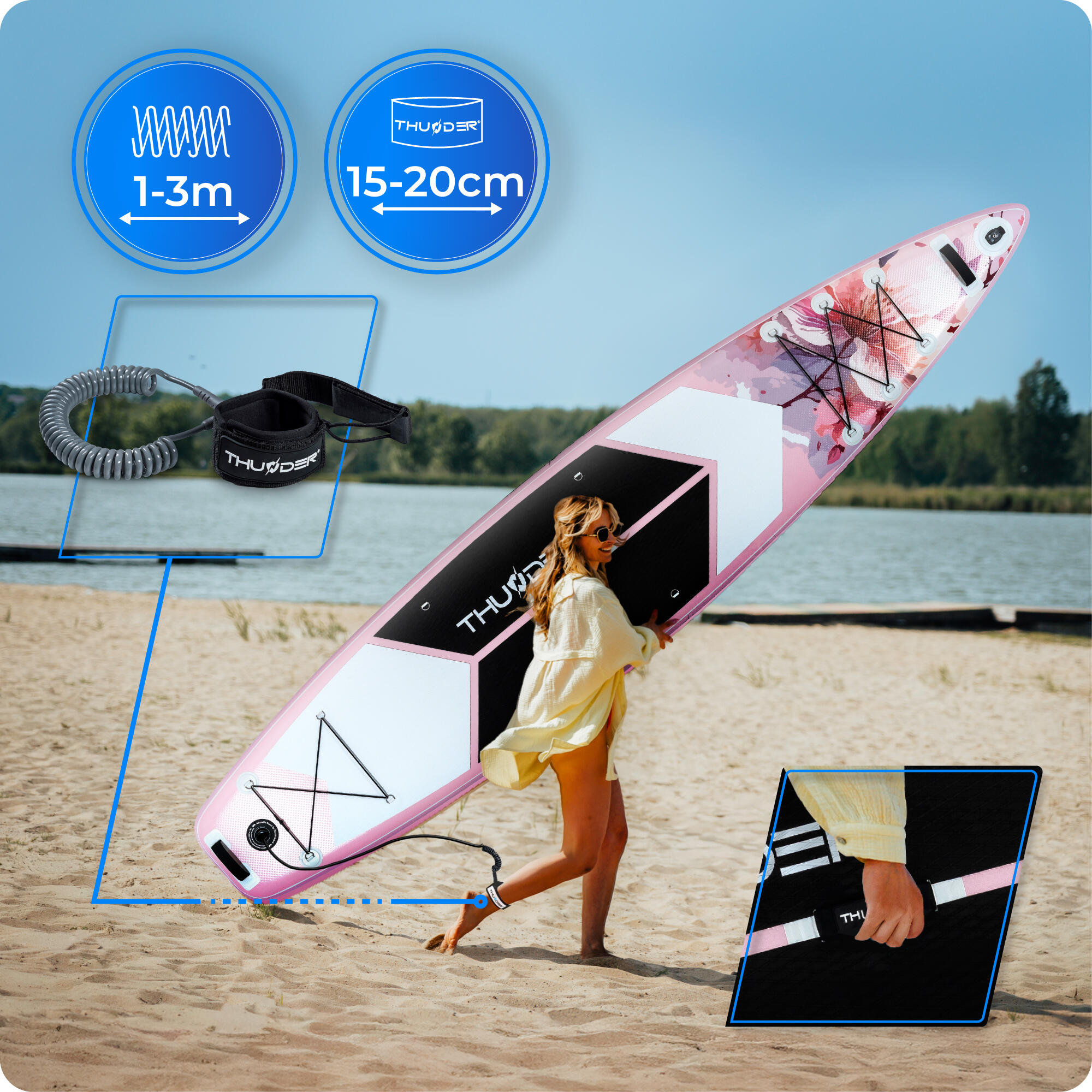 Tabla de SUP inflable con accesorios THUNDER ROSEA 365cm 4/8