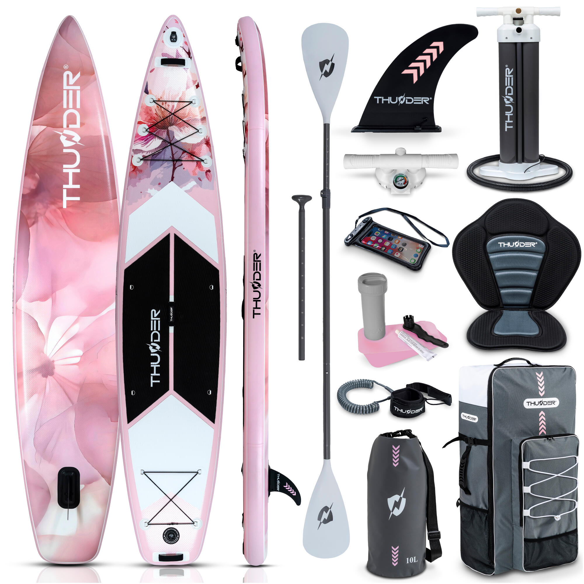Thunder - Planche De Sup Gonflable Avec Accessoires Thunder Rosea 365cm - Set De Stand Up Paddle - Decathlon