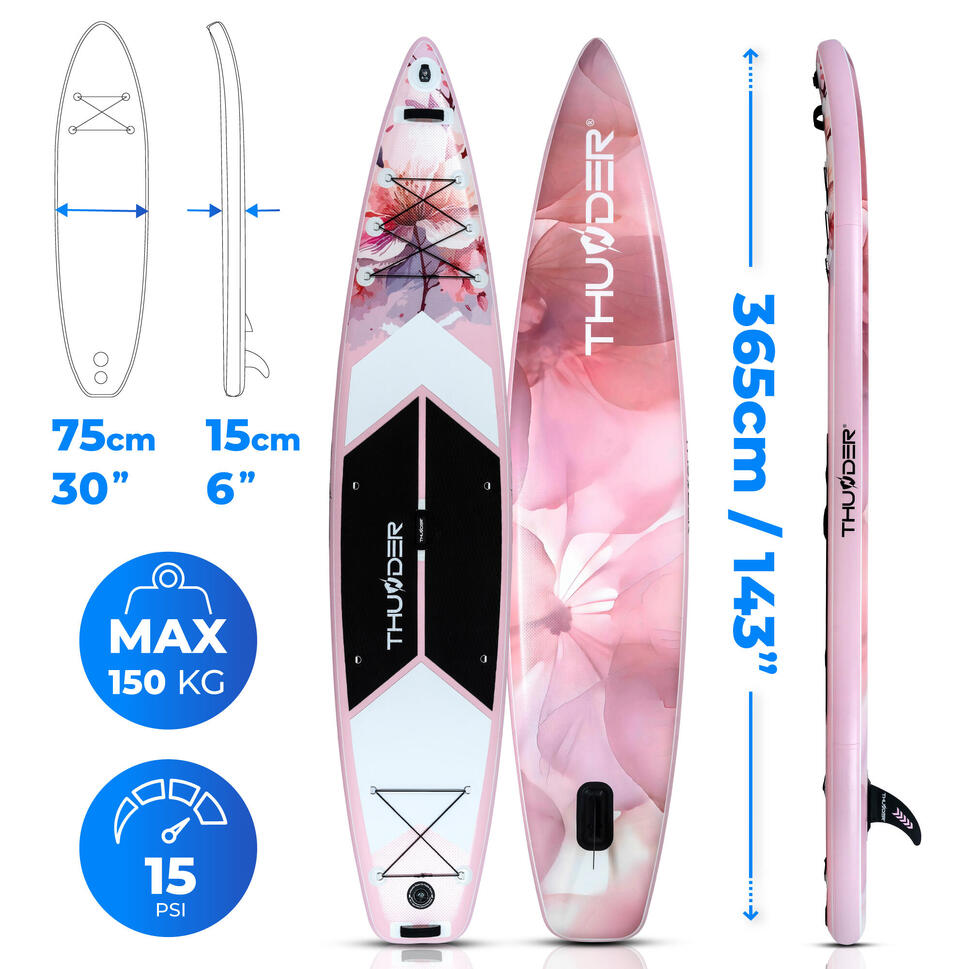 Deska SUP pompowana akcesoria THUNDER ROSEA 365cm