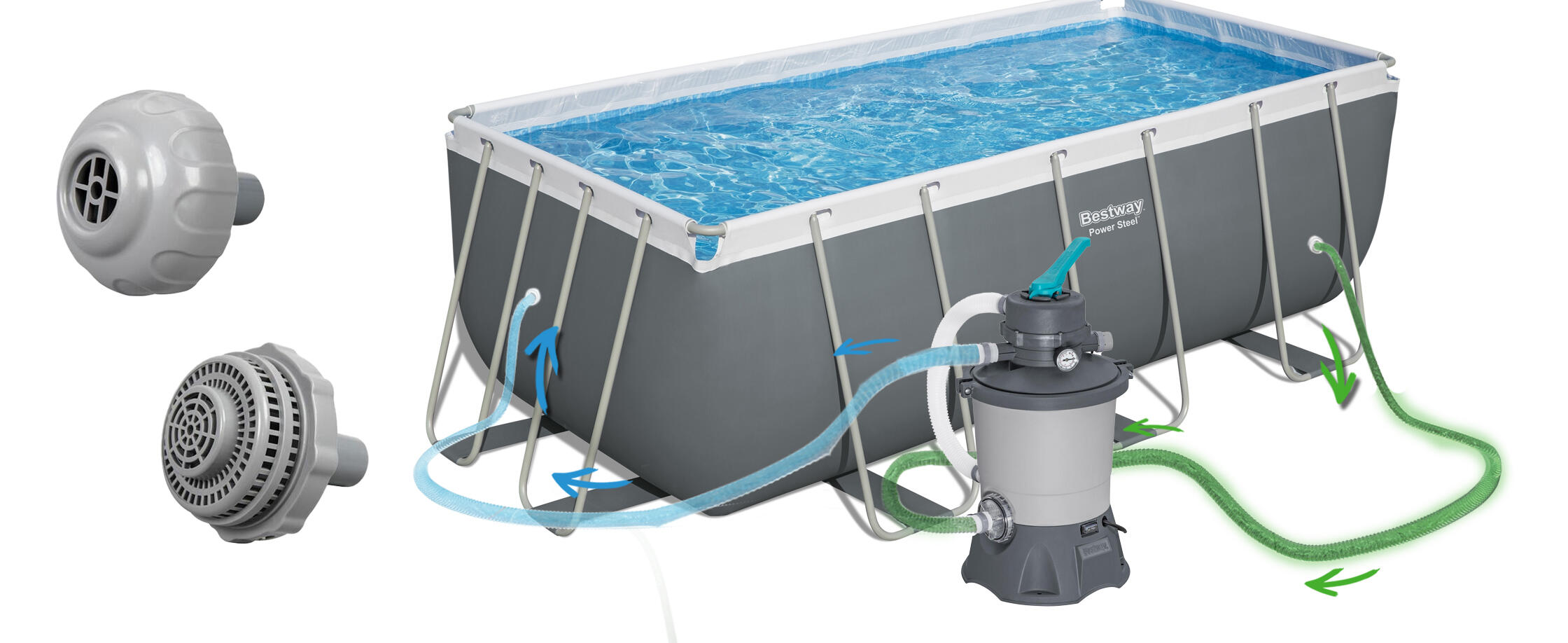 Piscina Tubular Retangular Bestway Power Steel 412 x 201 x 122 cm 3/7