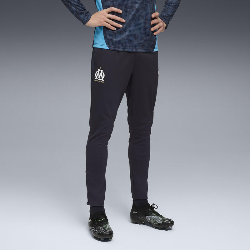 Pantalon bărbați slim logo club Olympique De Marseille, negru PUMA