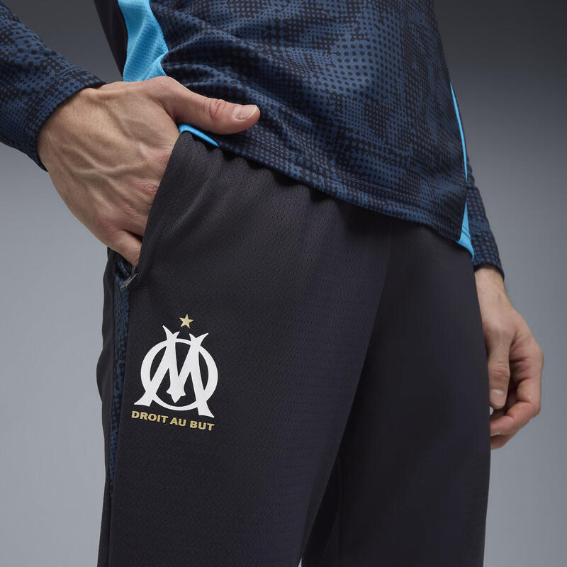 Pantalon bărbați slim logo club Olympique De Marseille, negru PUMA