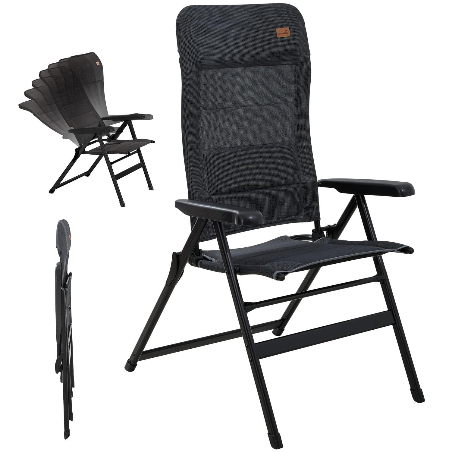 Skandika - Seconde Vie - Fauteuil De Camping - Lepola Xl - Aluminium - Pliant - Siège Pliant - Noir - Taille Unique - Decathlon