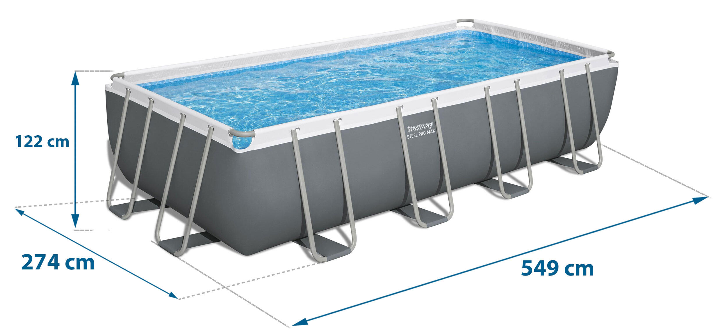 Basen ogrodowy stelażowy 549x274x122 cm zestaw 11w1 Bestway 56466N 6/6