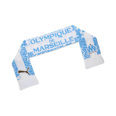 Olympique de marseille essentials scarf puma white bleu azur blue
