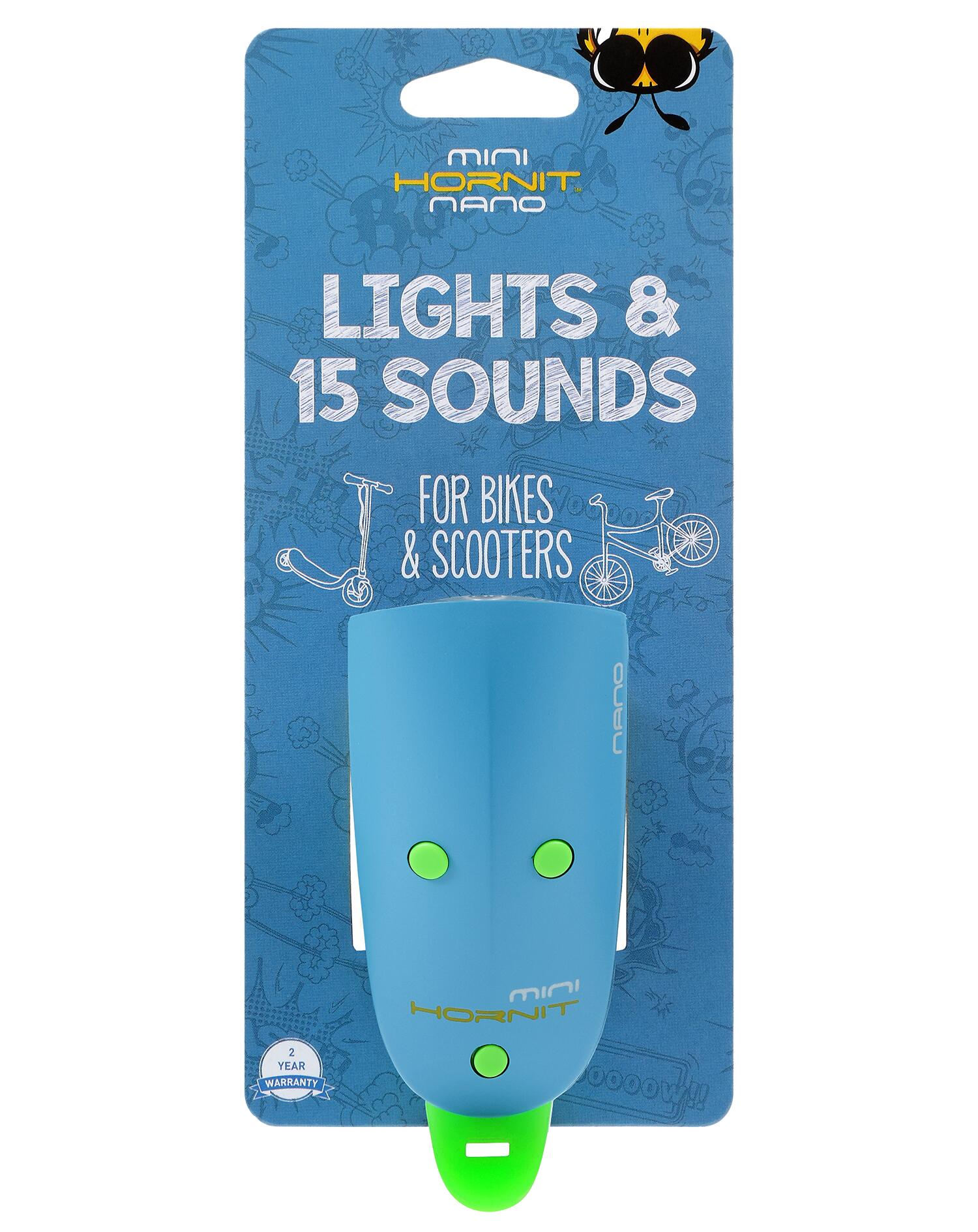 Mini Hornit Nano – Campanello e luce per bici e monopattino - Blu / Verde 5/5