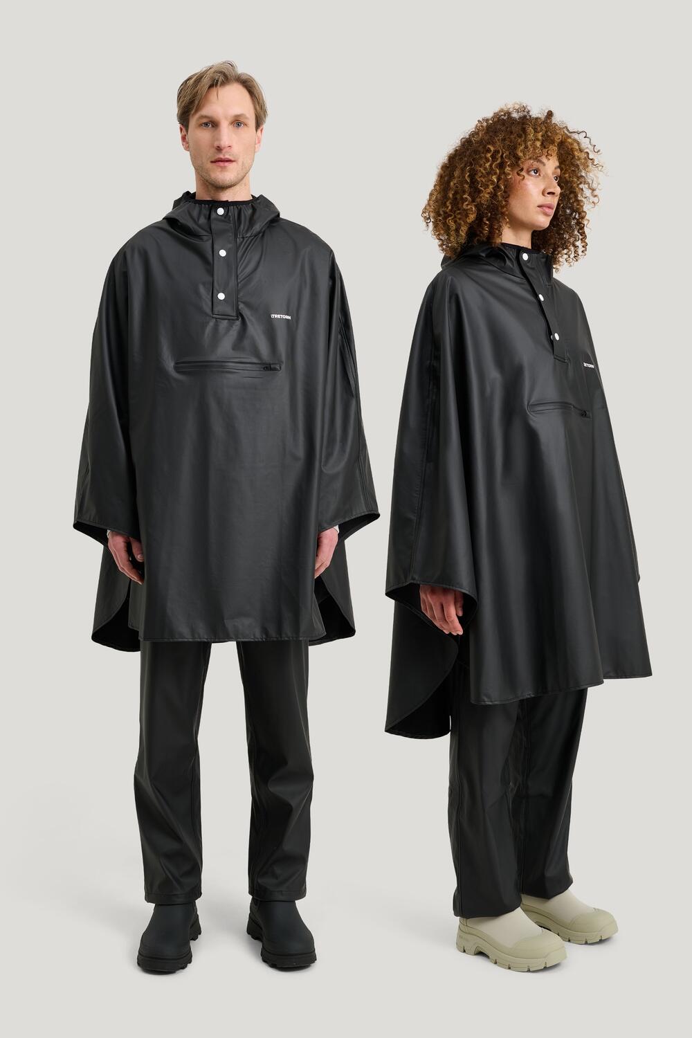 Opvouwbare Waterdichte Regenponcho PU Light Zwart 3/7