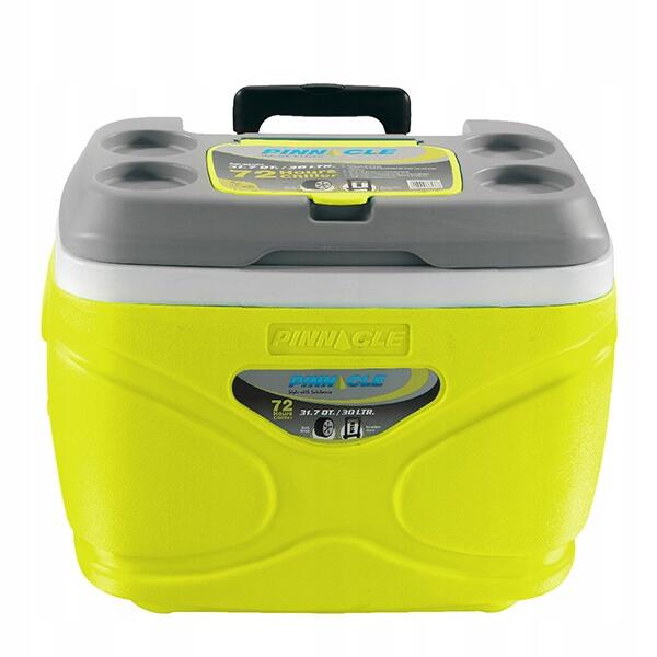 Lodówka turystyczna na kółkach limonkowa Pinnacle 30L + 5 wkładów 500ml
