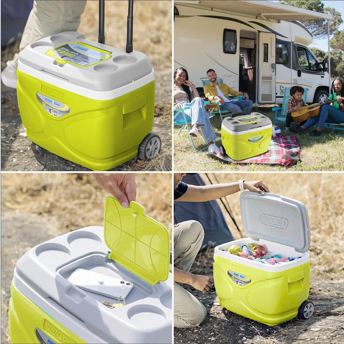 Lodówka turystyczna kółka Pinnacle 30L lime + 6 wkładów 3x 1000ml 3x 500ml 7/7