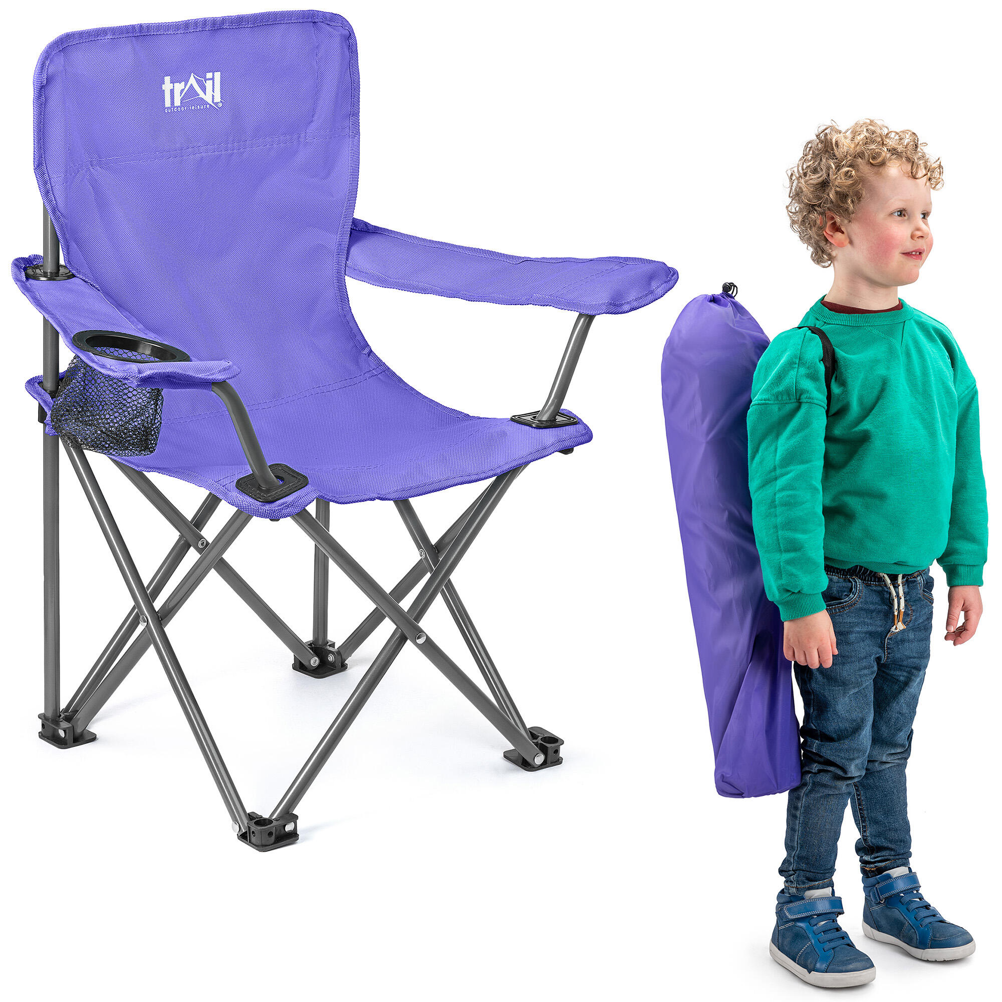 TRAIL OUTDOOR LEISURE Kids Camping Chair Lightweight Folding Outdoor Childrens Seat With Rucksack