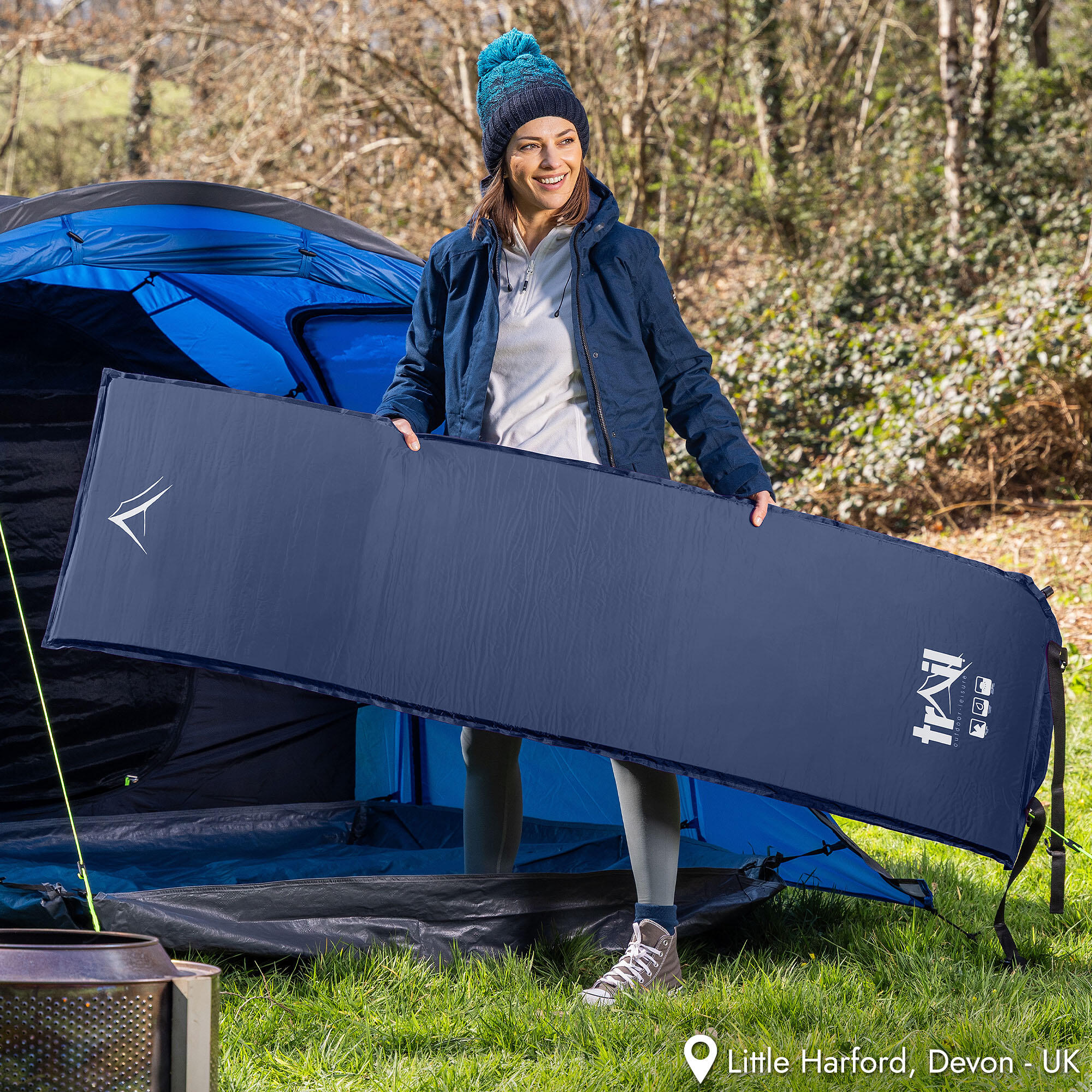 Single Camping Mat Self Inflating Inflatable Camp Roll Mattress With Bag Trail 2/7