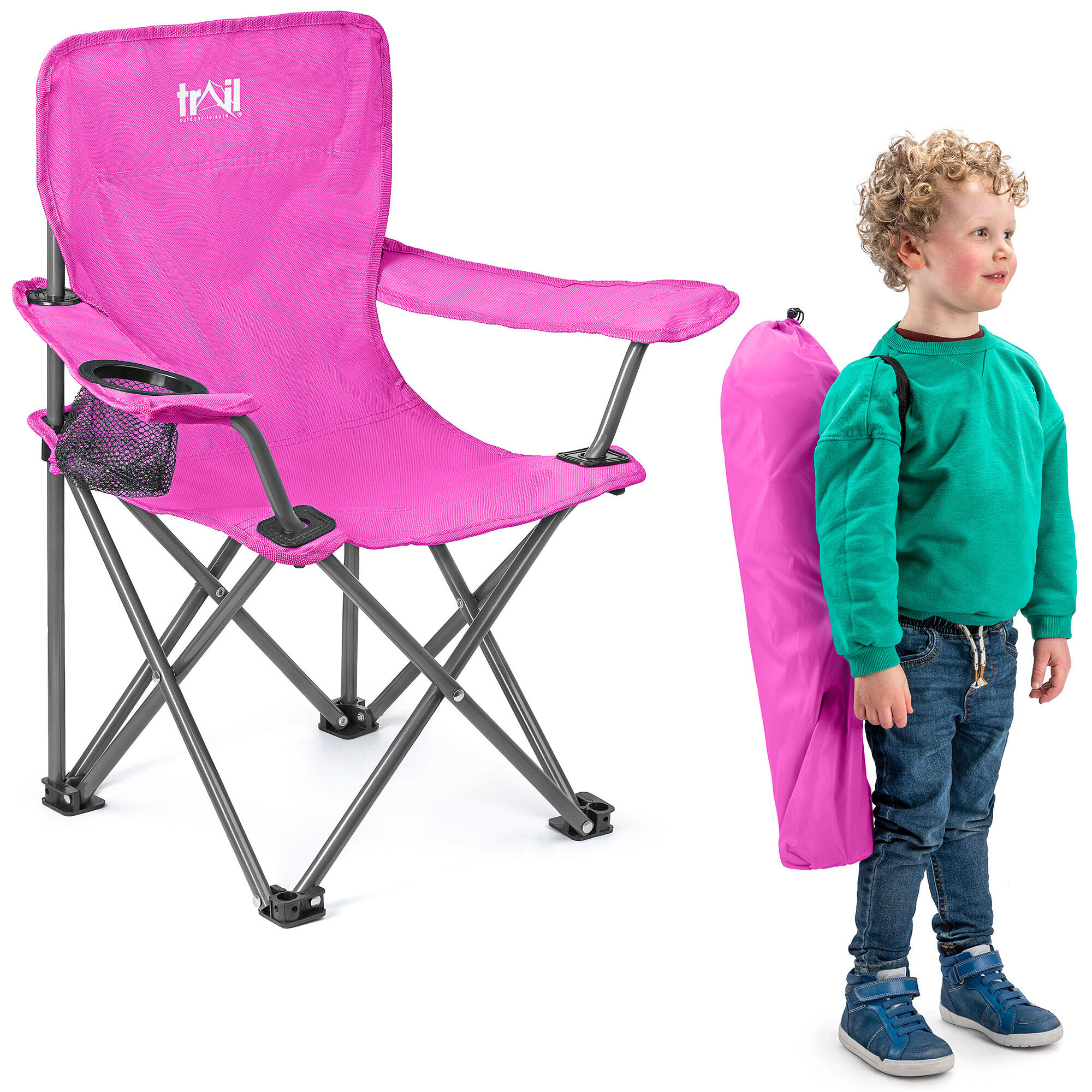 TRAIL OUTDOOR LEISURE Kids Camping Chair Lightweight Folding Outdoor Childrens Seat With Rucksack