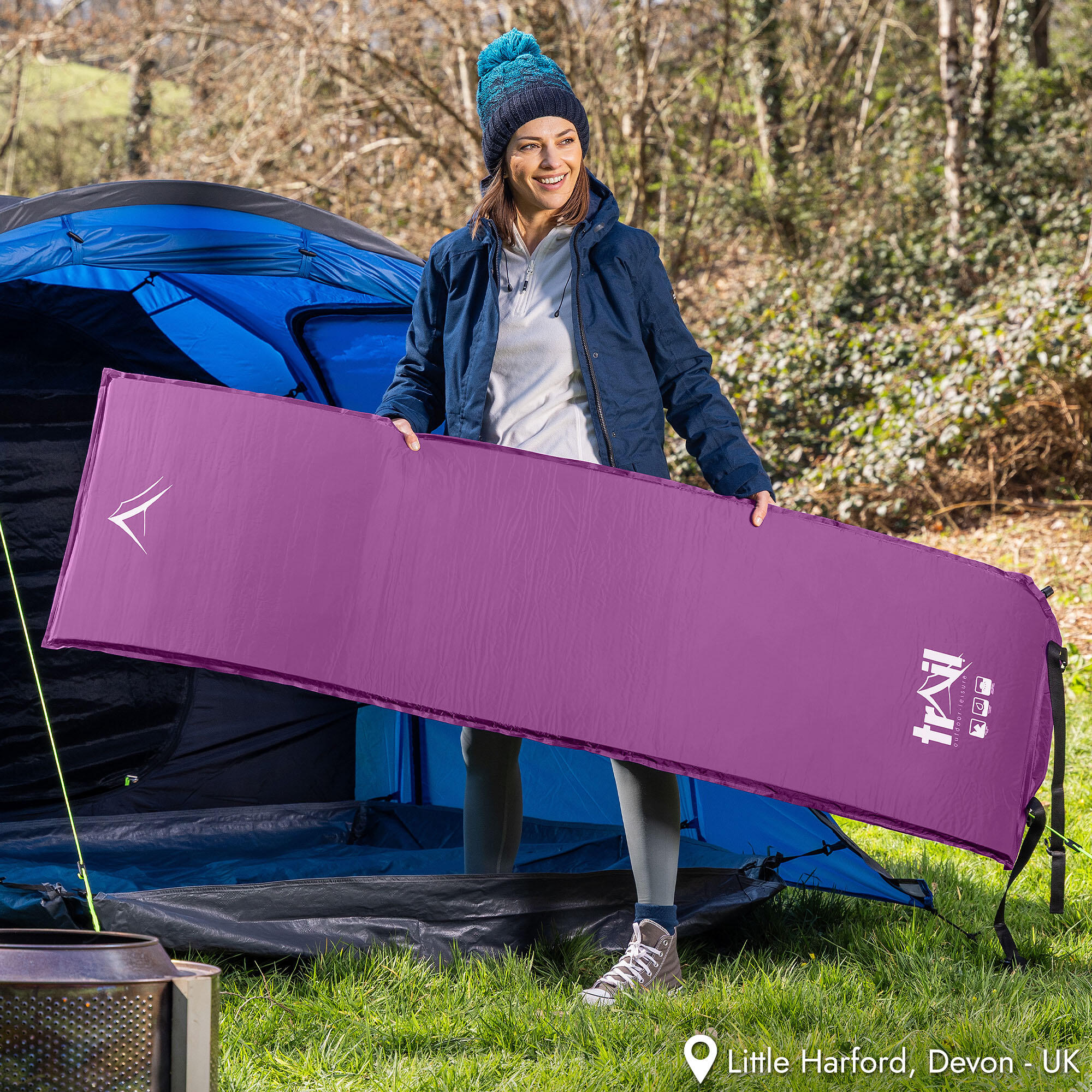 Single Camping Mat Self Inflating Inflatable Camp Roll Mattress With Bag Trail 2/7