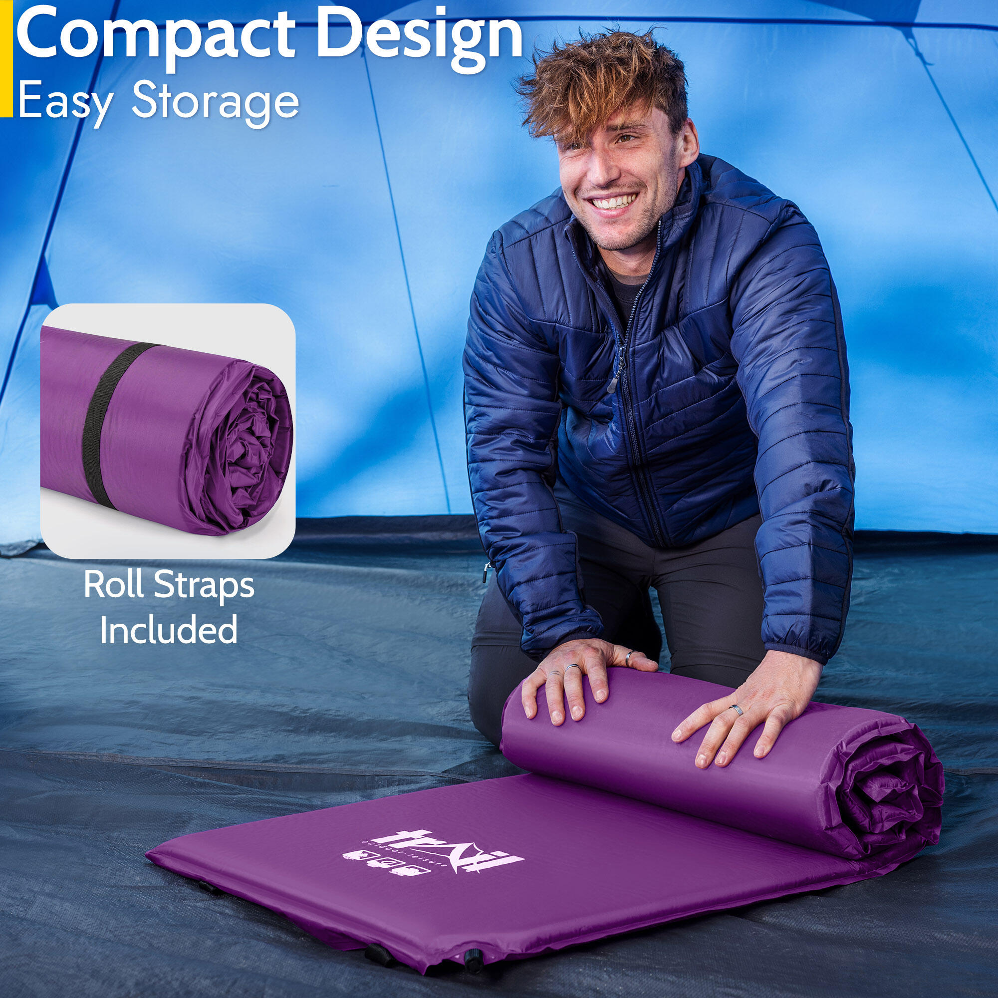 Single Camping Mat Self Inflating Inflatable Camp Roll Mattress With Bag Trail 5/7