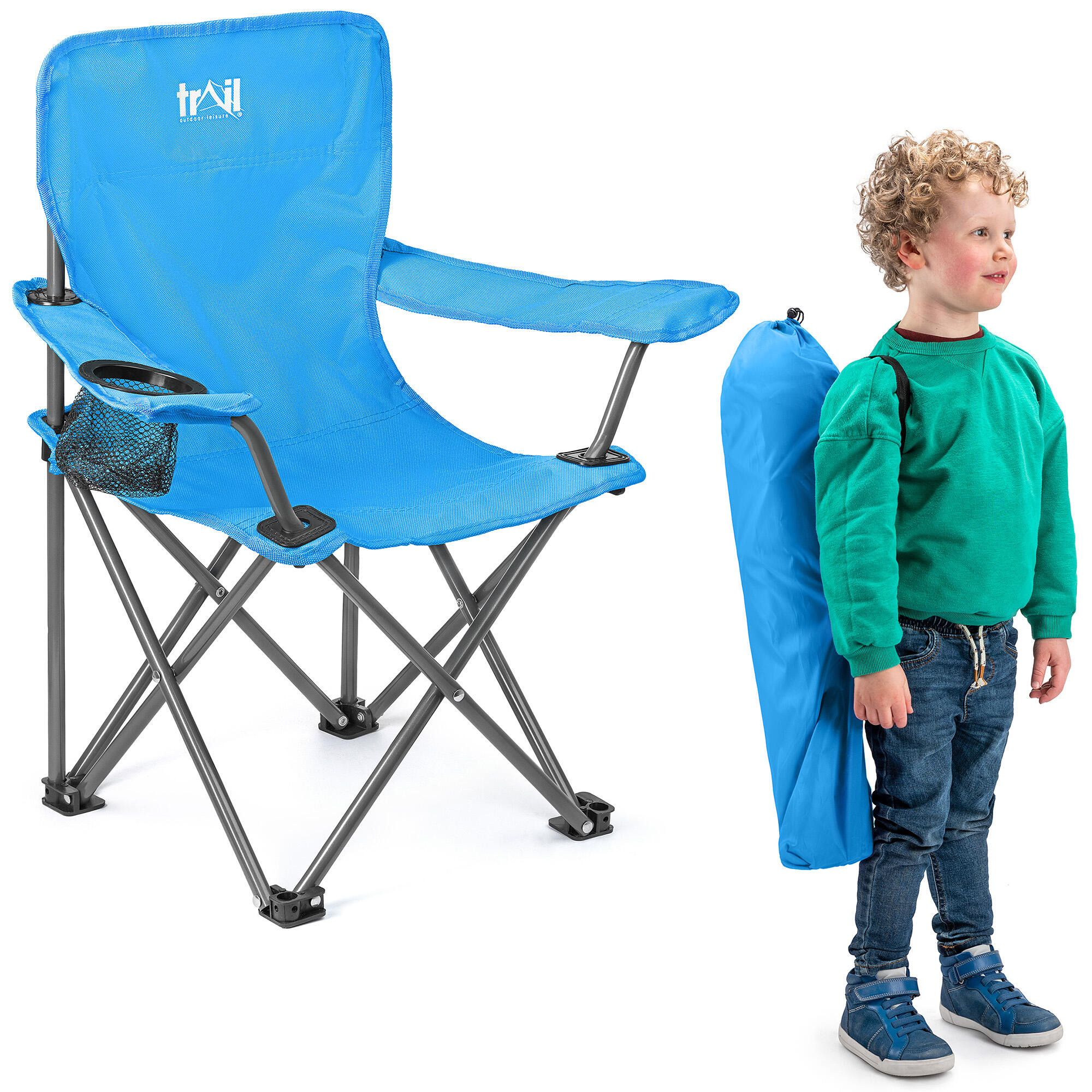 TRAIL OUTDOOR LEISURE Kids Camping Chair Lightweight Folding Outdoor Childrens Seat With Rucksack