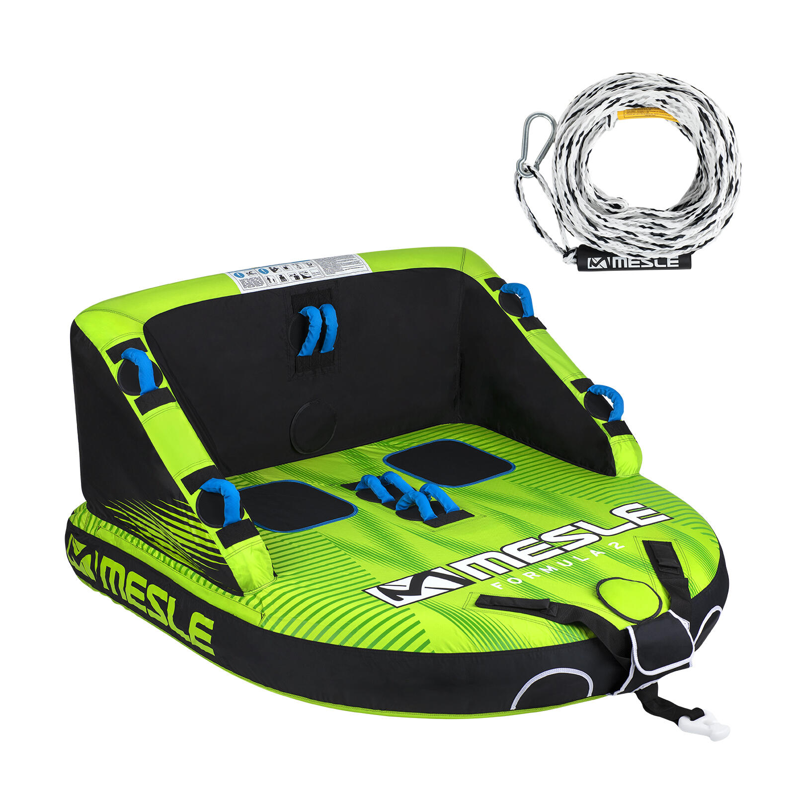 Mesle - Pack Bouée Tractée Formula 2 - 4 Personnes Avec Corde Gonflable Bateau & Jet Ski - Bouée Tractée - Vert - 2 Places - Decathlon