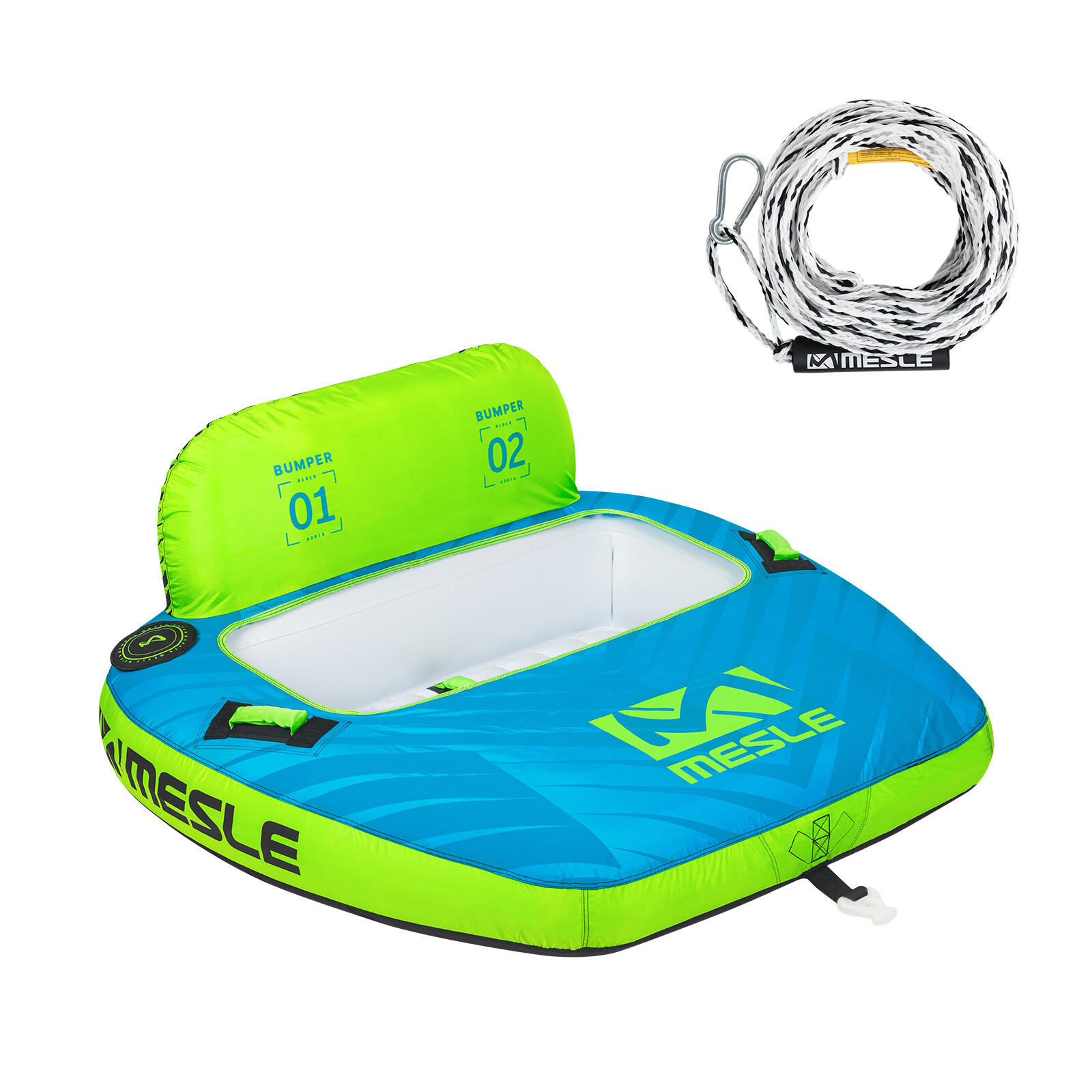 MESLE Tube Wassersport Bumper mit Leine 2 Personen Funtube am Boot Schleppreifen blau