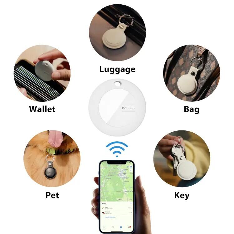 Pack de 3 porte-clés similicuir avec tracker intégré Mili Blanc 5/5